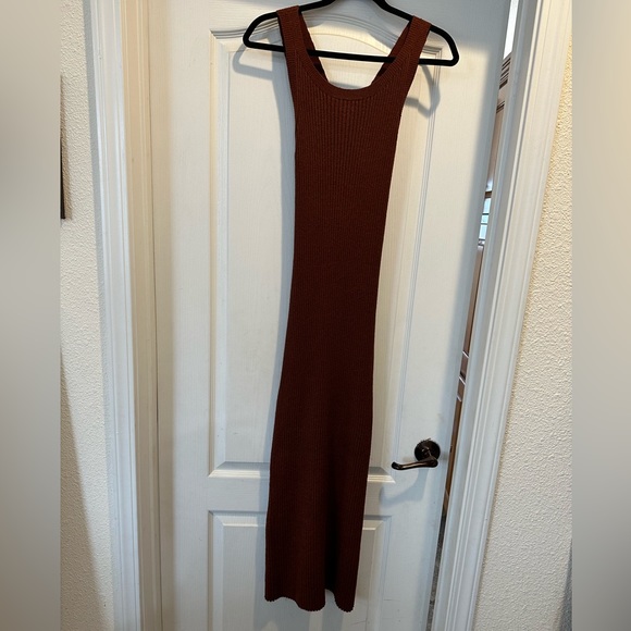 Anthropologie Dresses & Skirts - Anthropologie tank top dress.  Cross back.  Thick, Ribbed. Dark brown. Medium